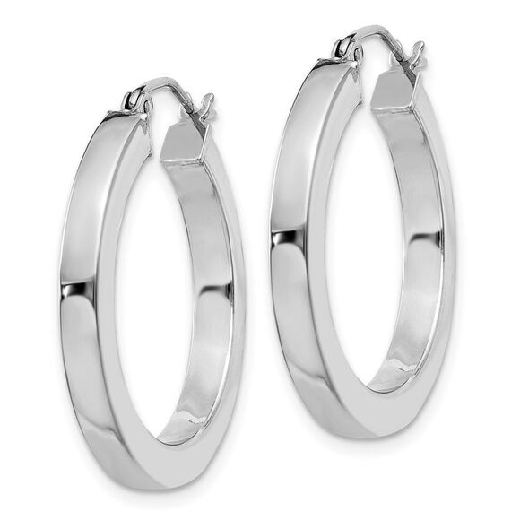3.25mm, Sterling Silver, Hollow Square Hoops - 25mm (1 Inch) - Picture 2 of 5